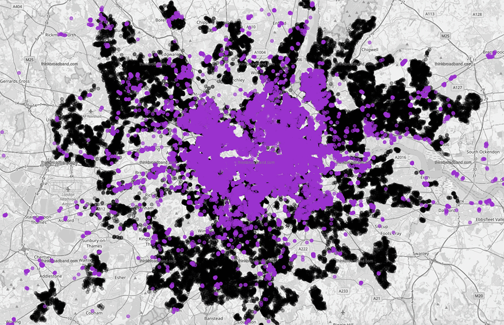 hyperoptic vs community fibre coverage in london january 2025